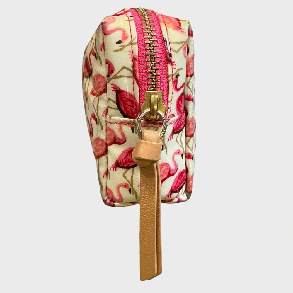 Tory Burch Flamingo Print Small Cosmetic Pouch Travel Makeup Bag
